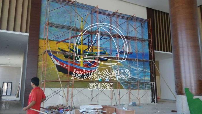 鲁能山海湾售楼大厅创作壁画