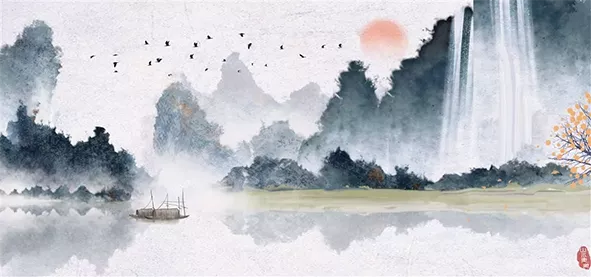 水墨画山水画合辑墙绘素材- 海南海口墙绘公司，专业手绘墙十二年
